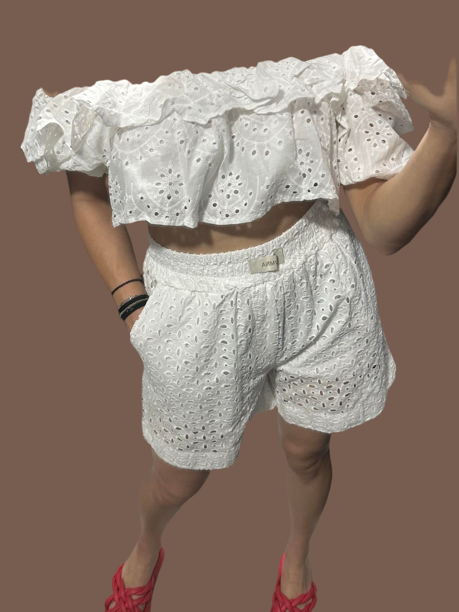 White Offshoulder embroidery blouse Baroc Boutique