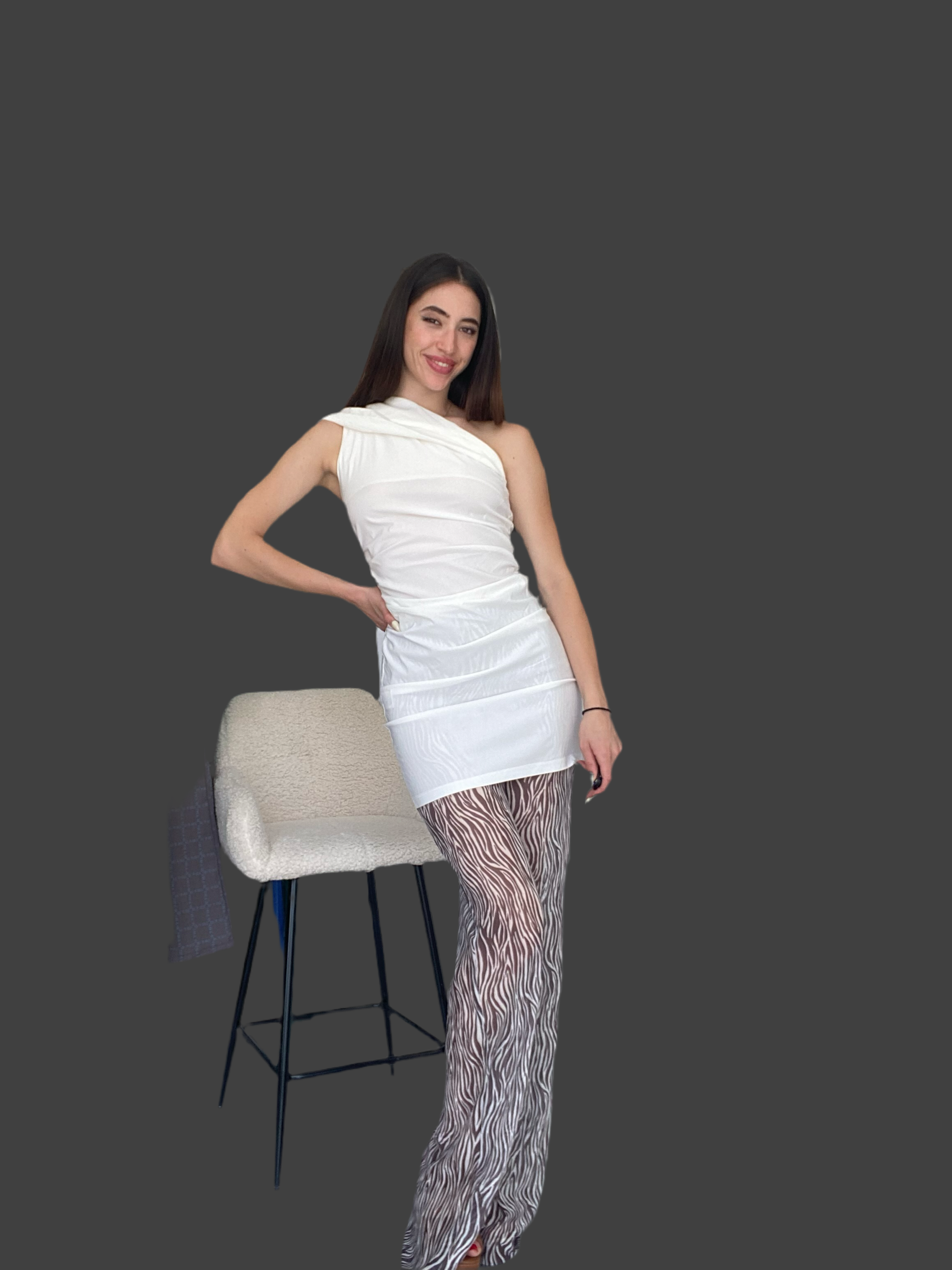 White one shoulder dress Baroc Boutique