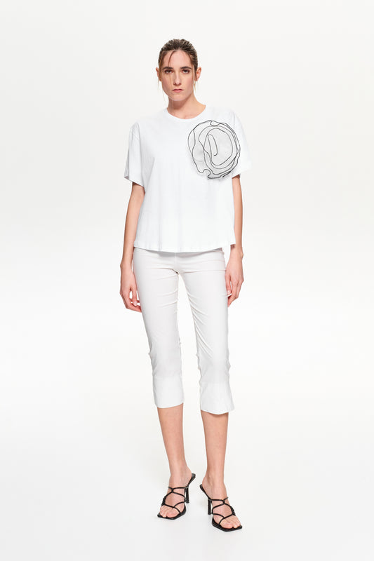 Cotton T-shirt with flower Baroc Boutique WHITE / ONE SIZE