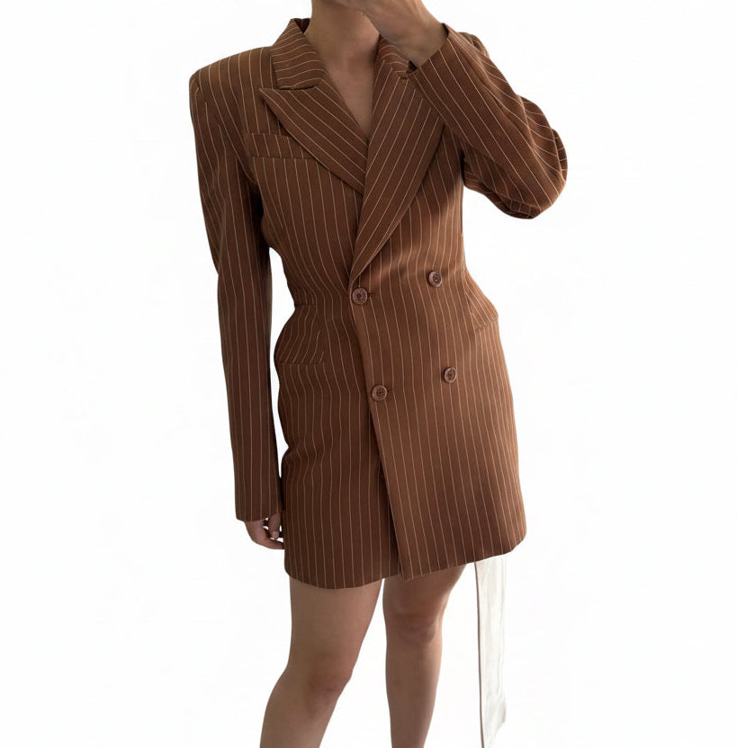 White Striped blazer dress Baroc Boutique