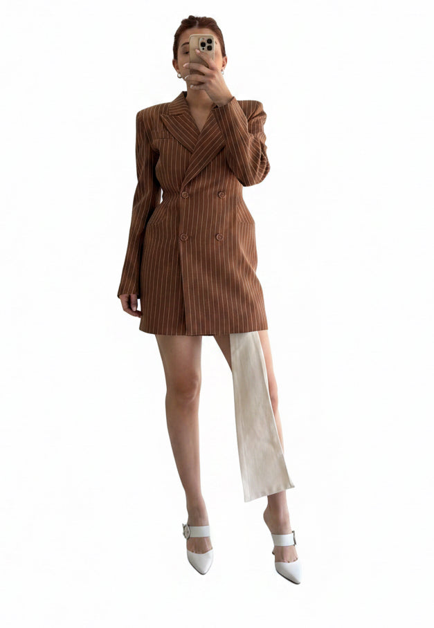 White Striped blazer dress Baroc Boutique