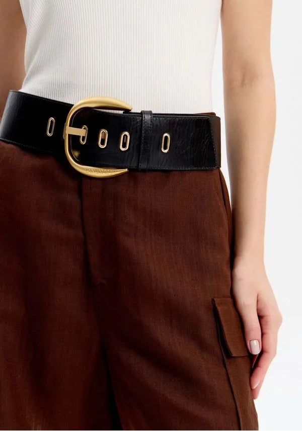 Wide boco belt with gold buckle Baroc Boutique