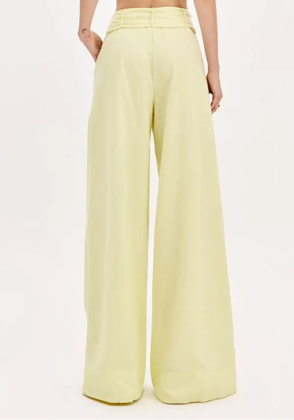 Wide leg high waist pants with belt Baroc Boutique