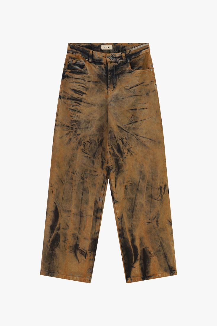 Wide-leg jeans high rise washed print effect Baroc Boutique