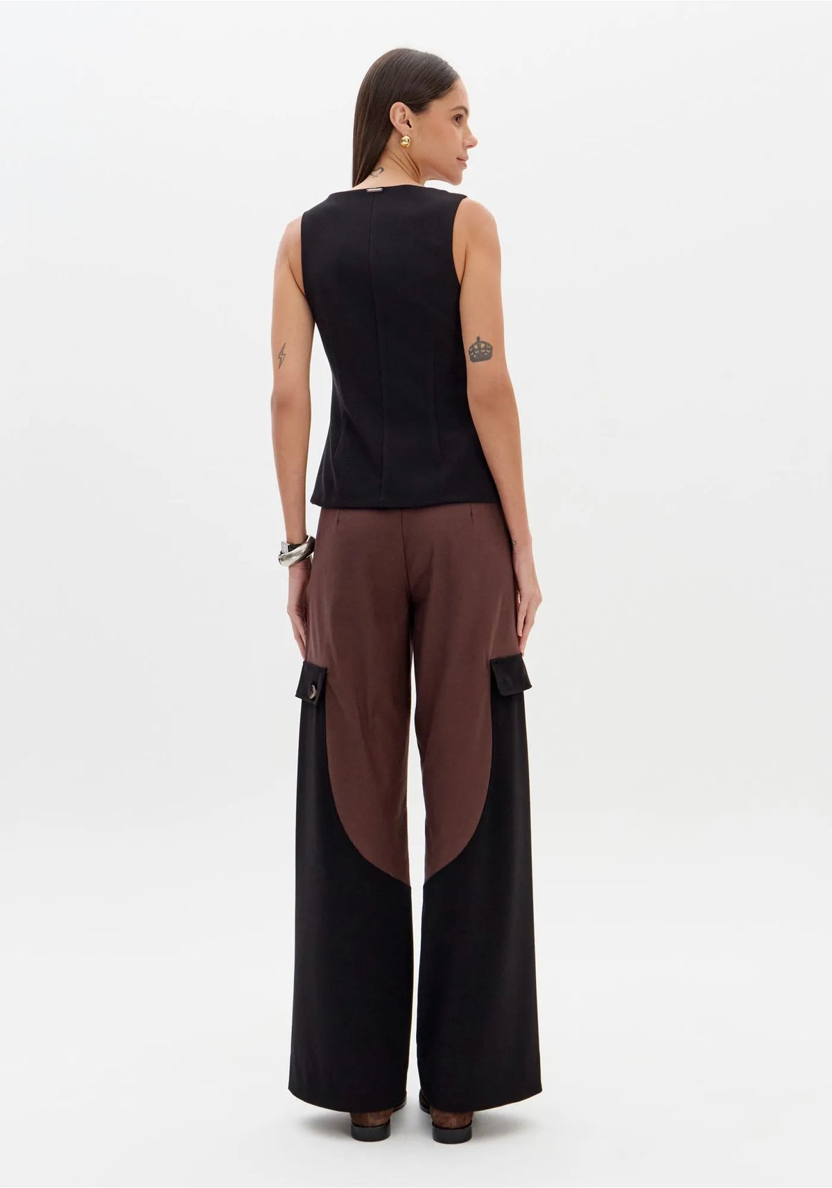 Wide leg pants with contrast panels Baroc Boutique