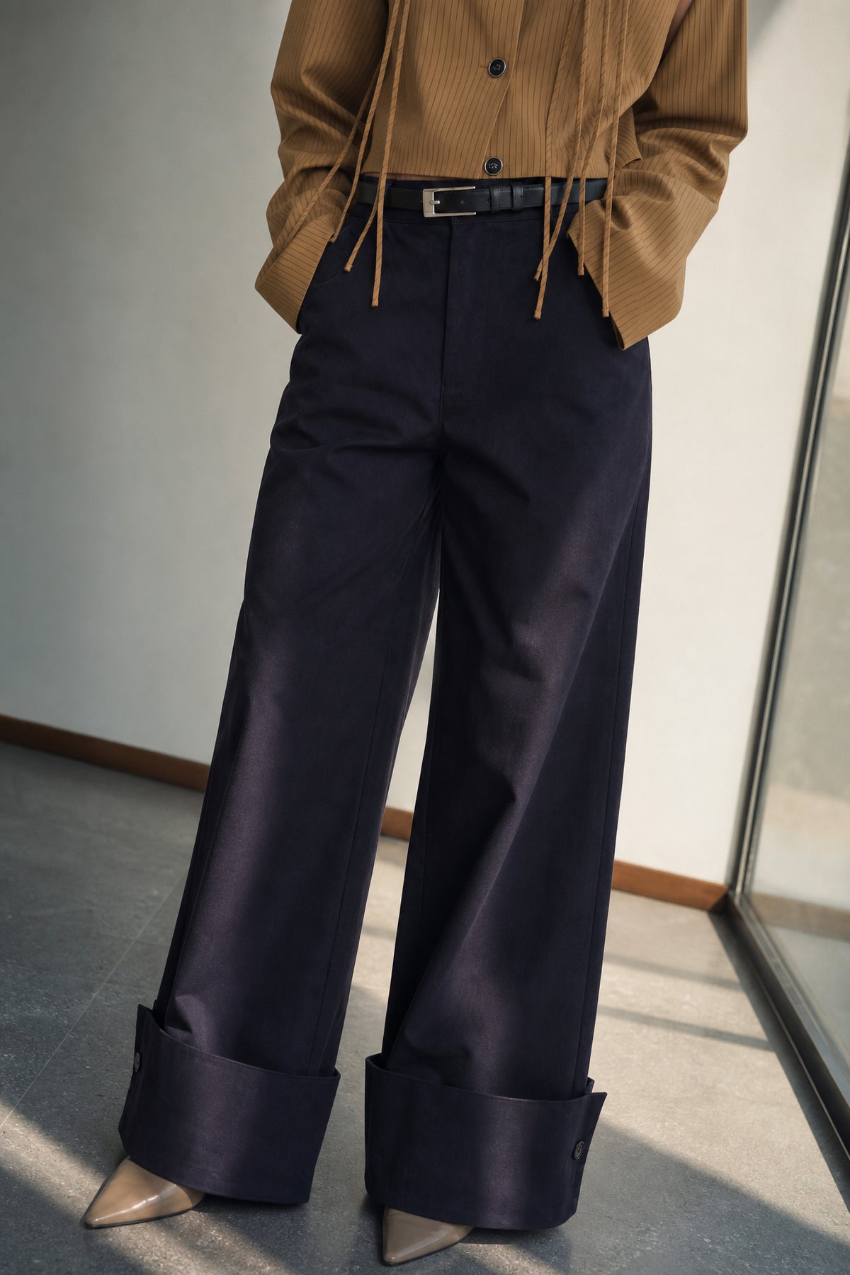 Wide leg trouser with cuffs Baroc Boutique
