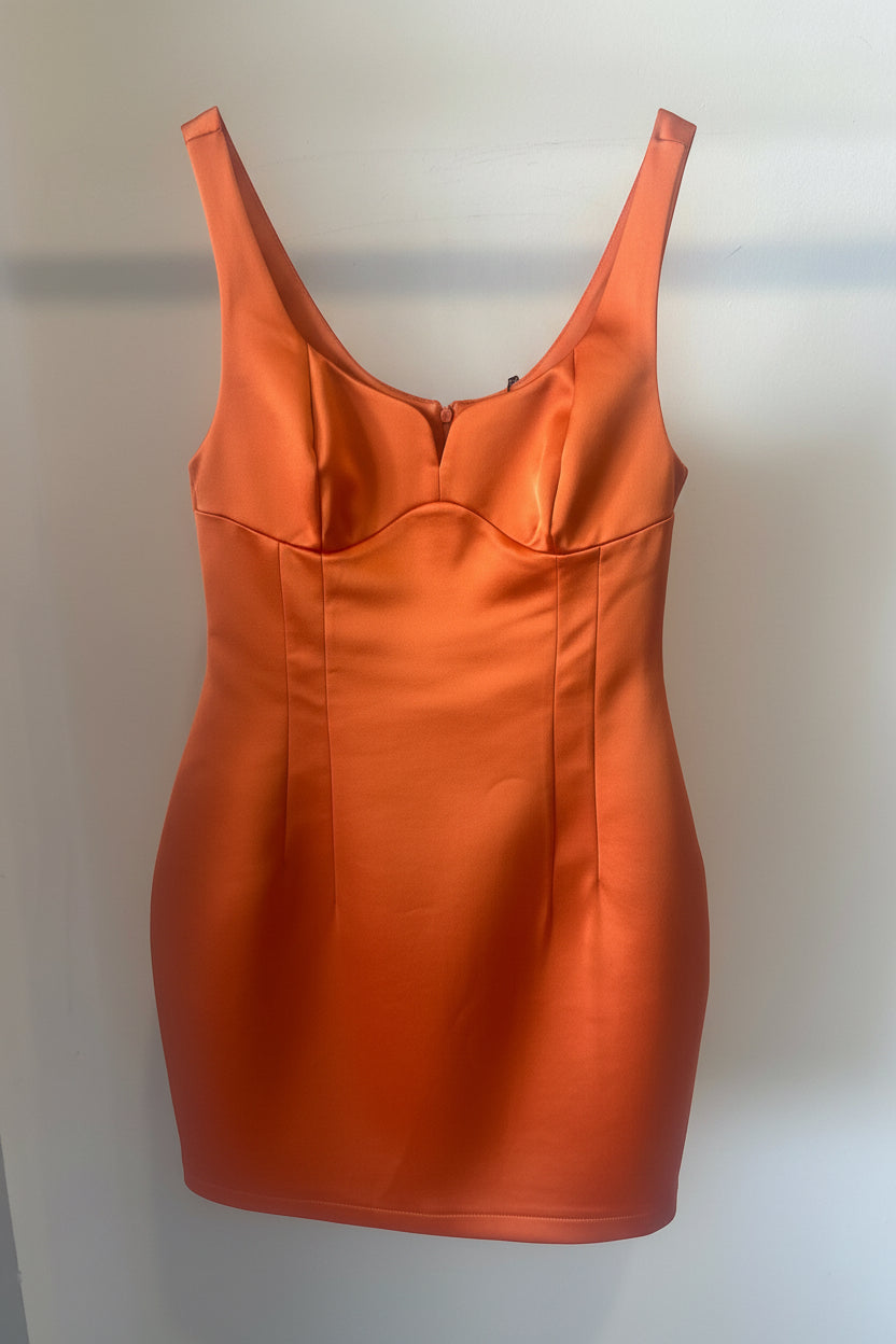 Orange satin mini dress Baroc Boutique XS