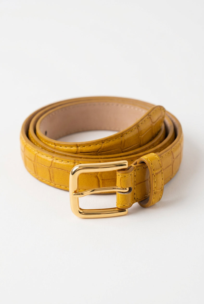 Yellow python print belt Baroc Boutique