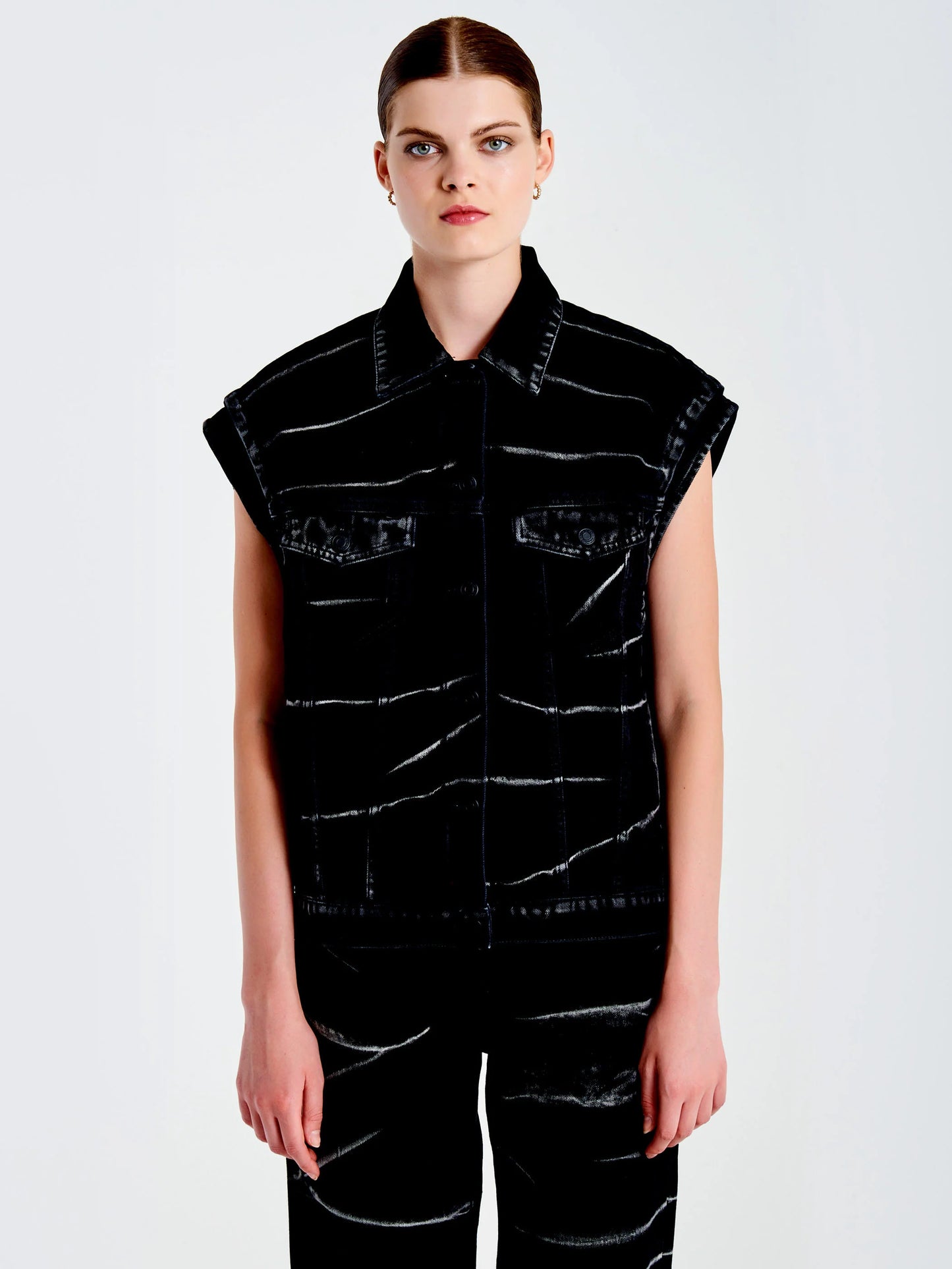 Zebra effect jean vest Baroc Boutique