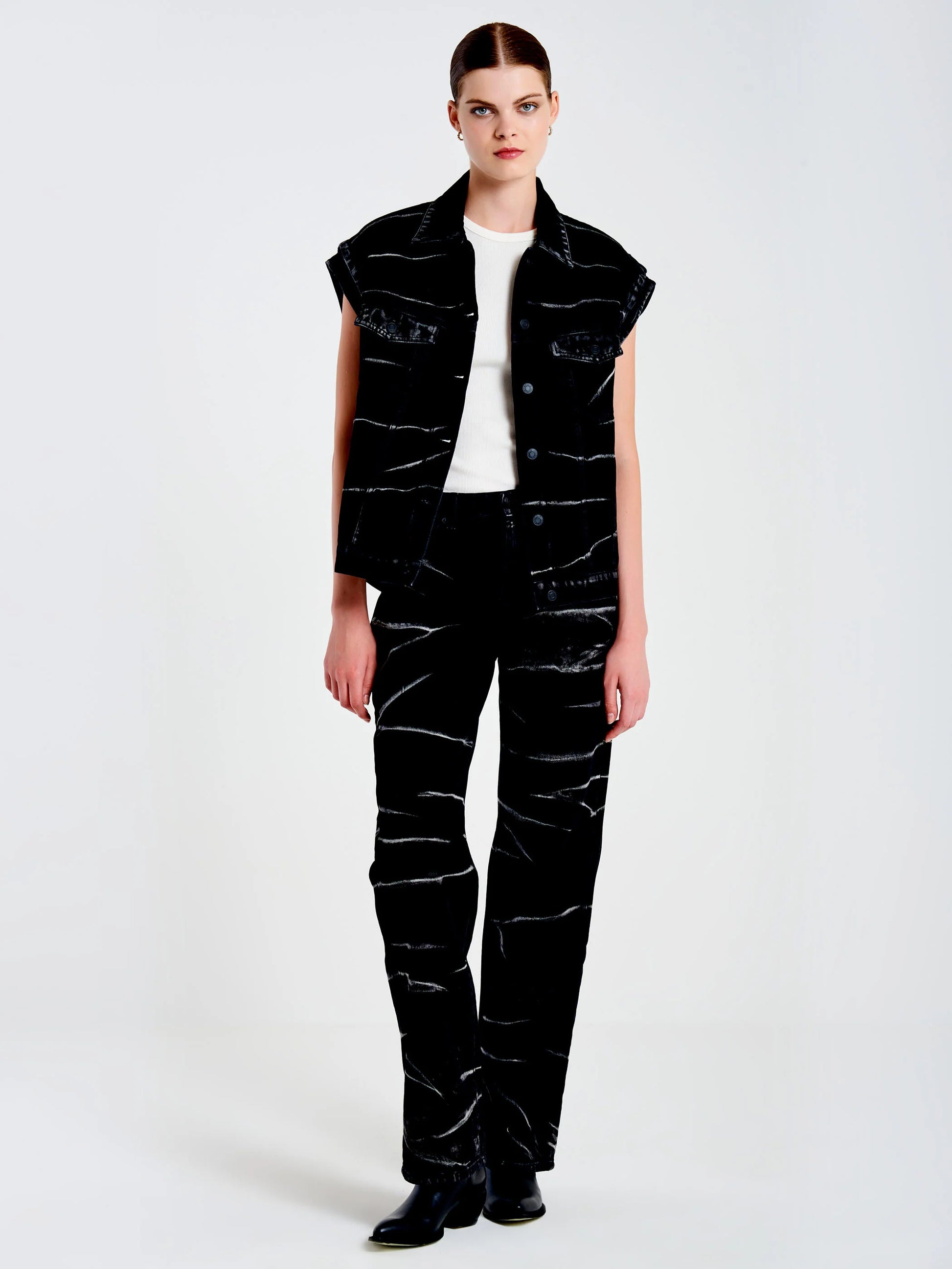 Zebra effect jean vest Baroc Boutique