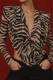 Zebra sheer top with low neckline Baroc Boutique
