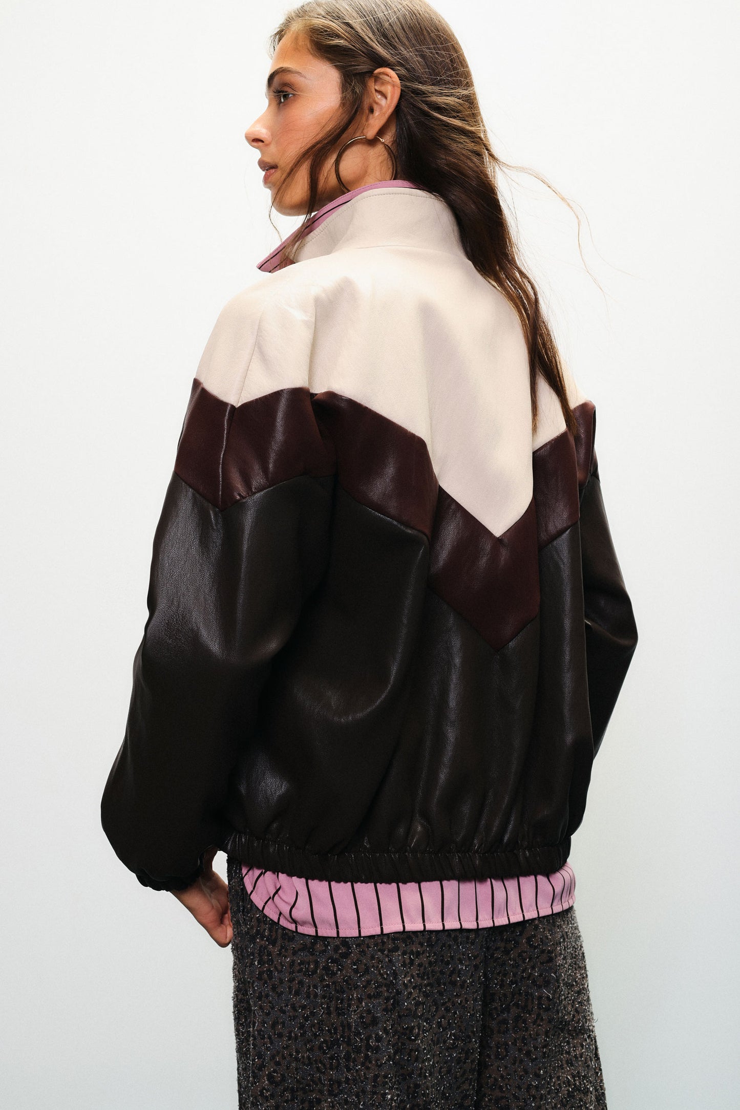 Zip-up bomber jacket with block pattern Baroc Boutique