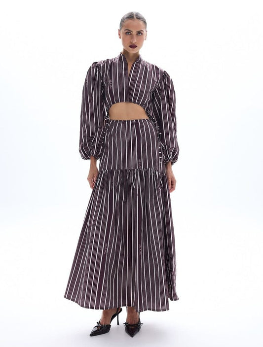 Nadia maroon striped dress