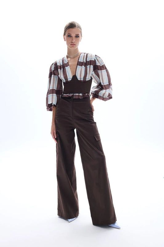 Brown high waisted cargo pants