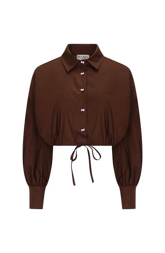 Brown pink bow shirt