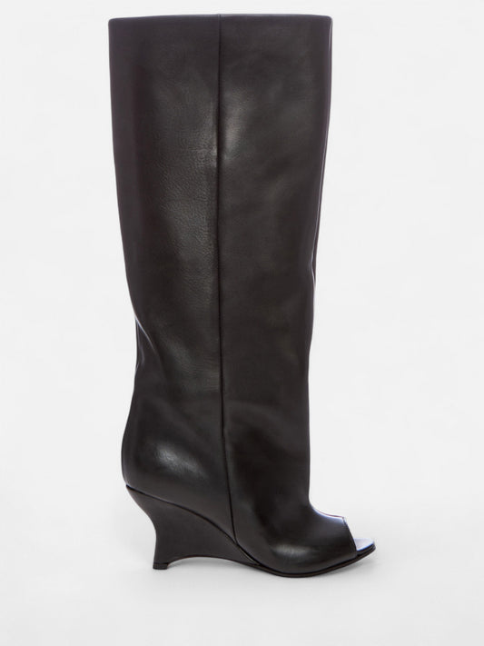 Open toe leather boot