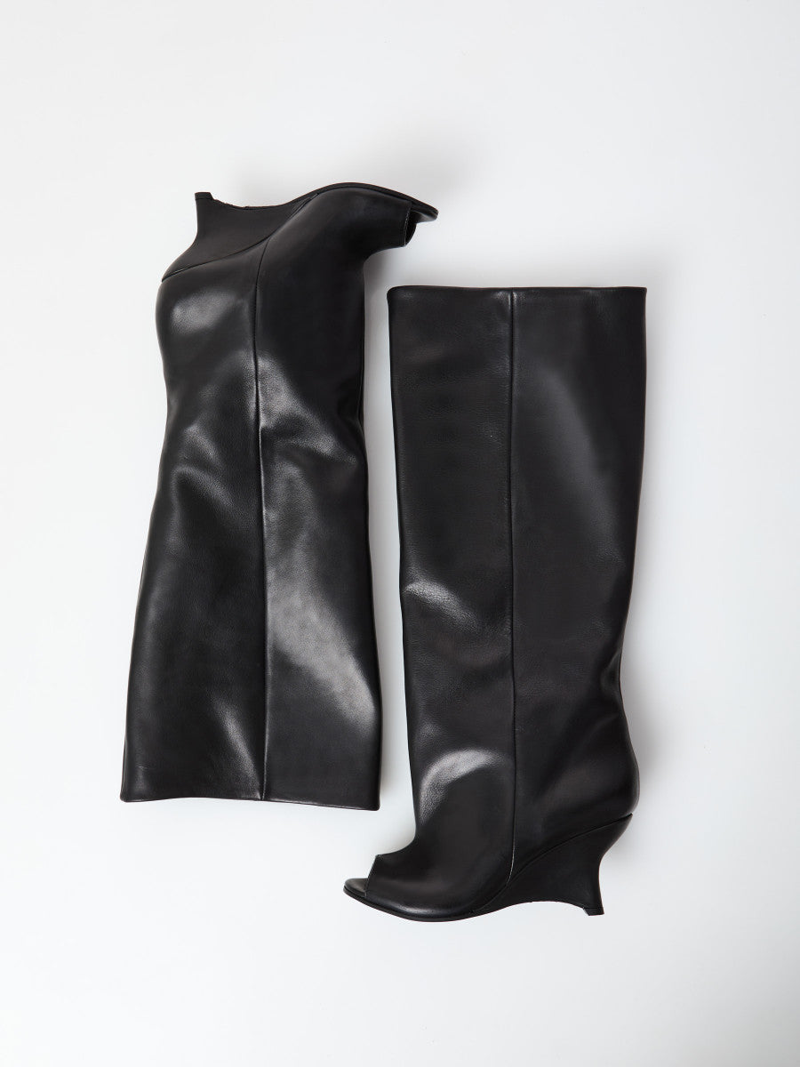 Open toe leather boot