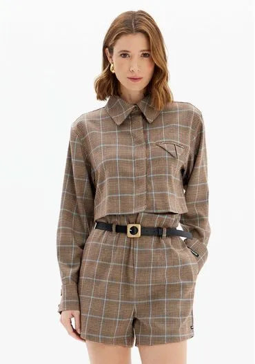 Check crop shirt