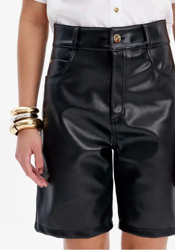 Bermuda Shorts with Pockets and High Waist