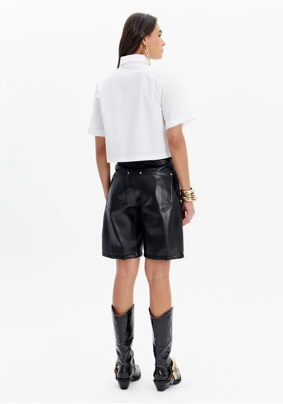 Bermuda Shorts with Pockets and High Waist