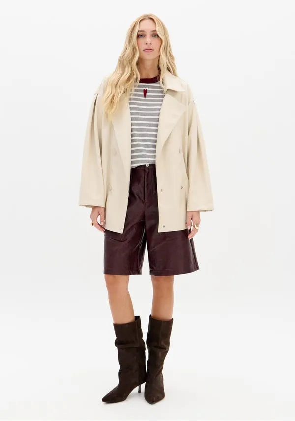 PU Leather Cargo Bermuda Shorts