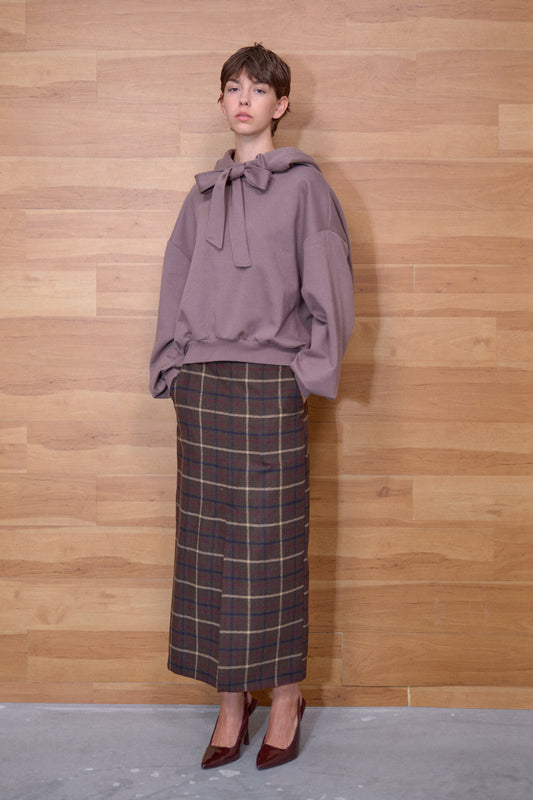 Slim fit checked skirt