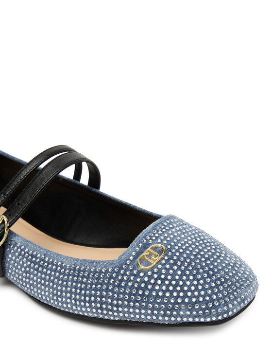 Ballet flats with all-over rhinestones
