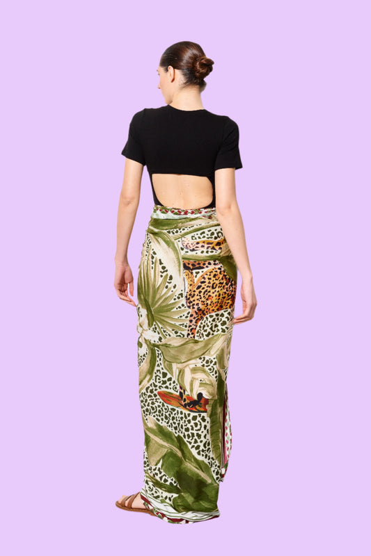 Viscose pareo with print