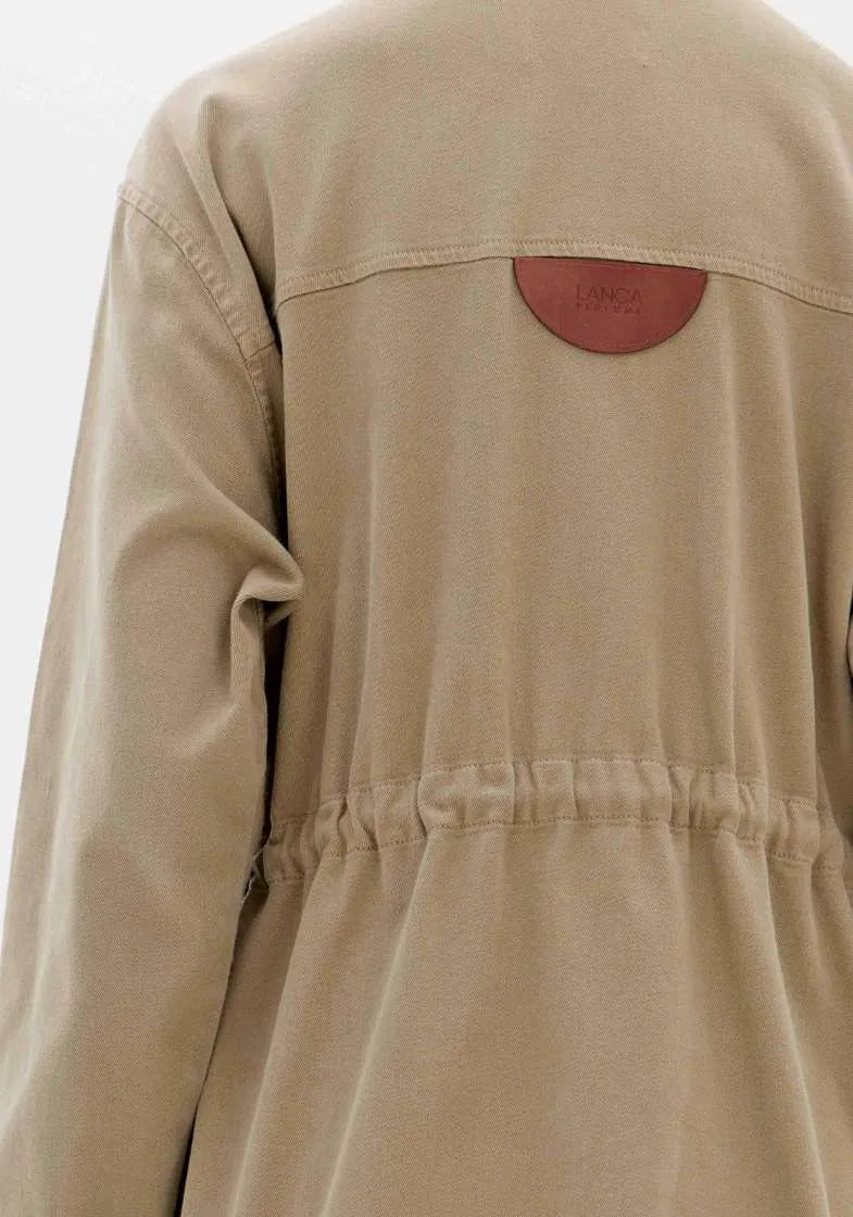 Khaki Structured Safari Parka coat