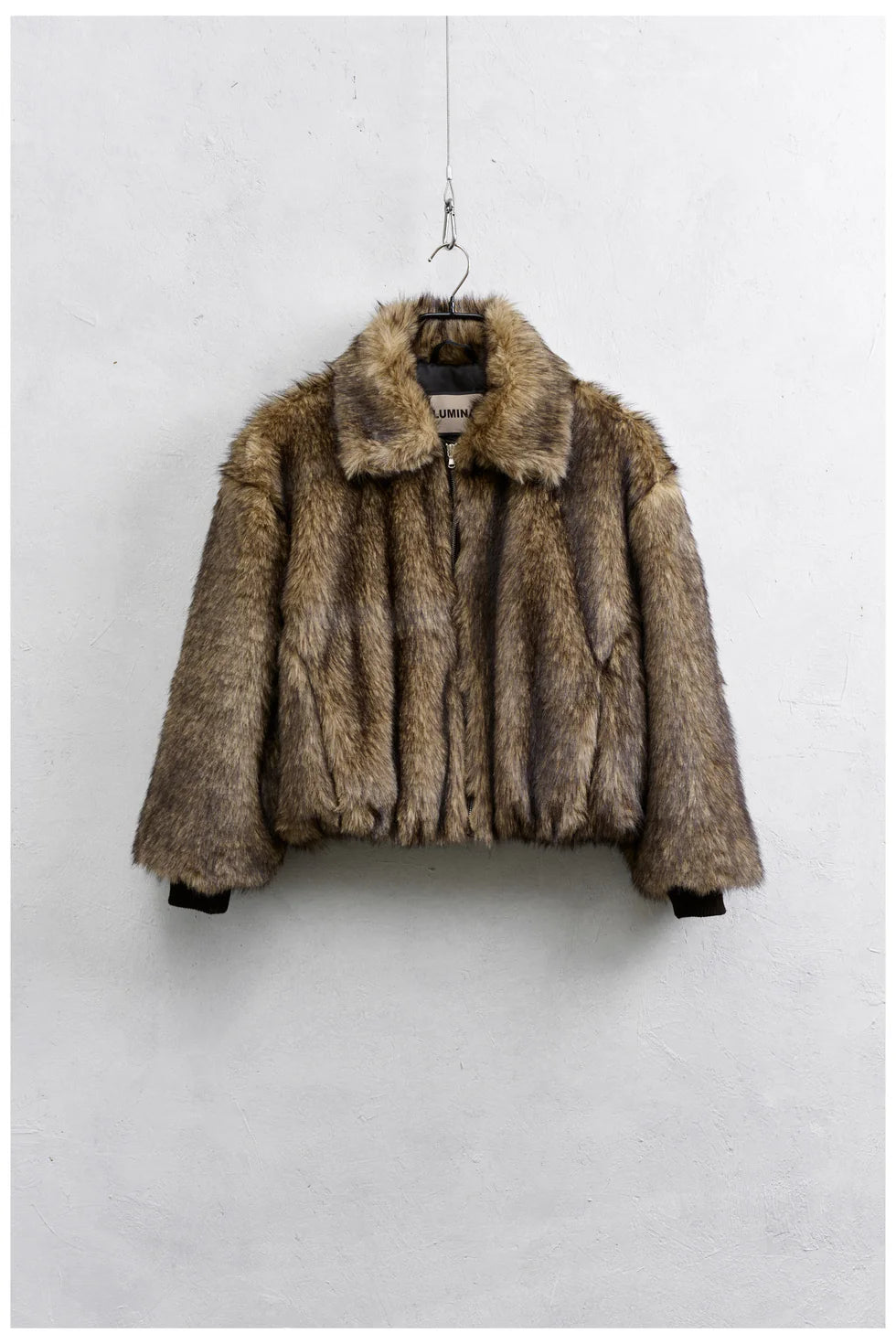 Mink faux fur bomber jacket