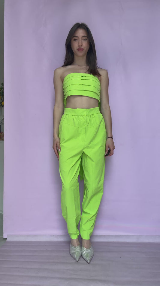 Lime strapless top