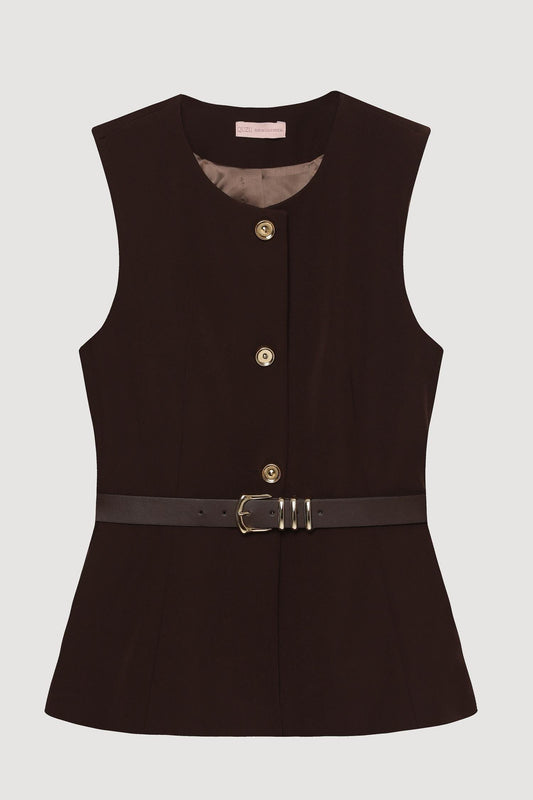 Black round neck vest