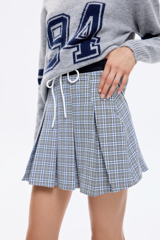 Chess grey mini skirt with pleats