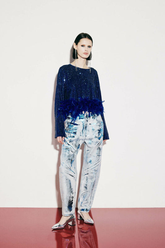 Jean trouser with metallic details