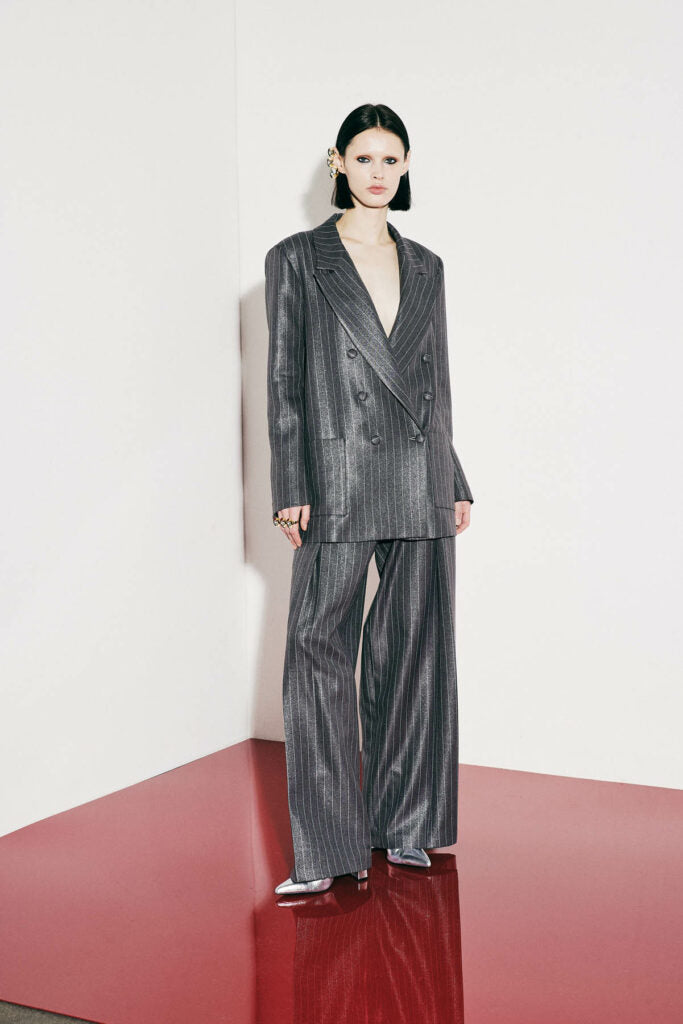 Pin stripe shiny Blazer and matching trouser