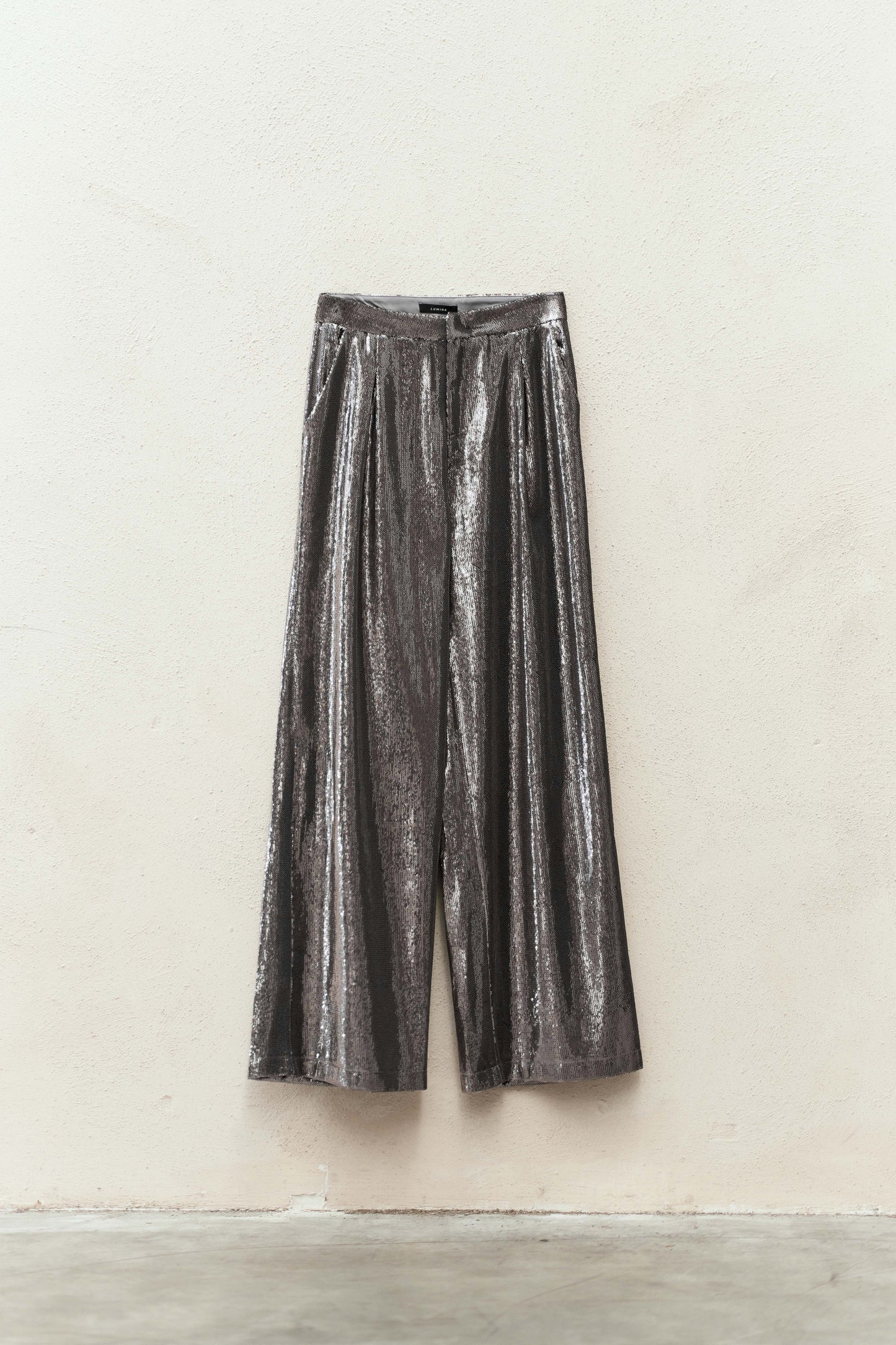 Sequin wide leg trouser