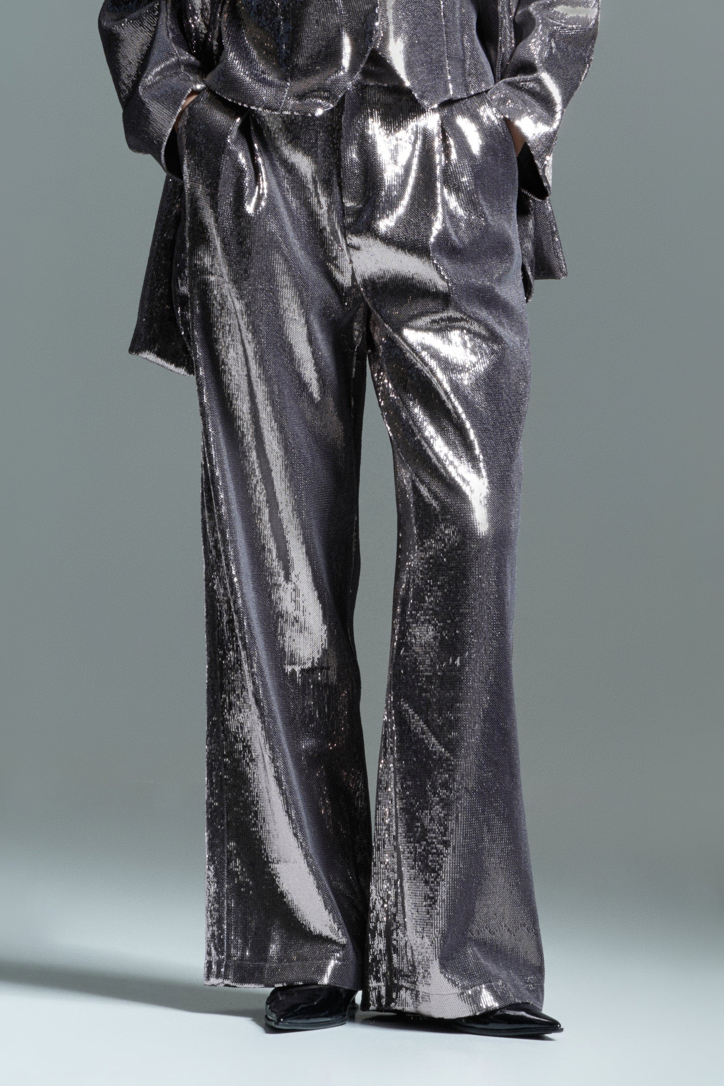 Sequin wide leg trouser