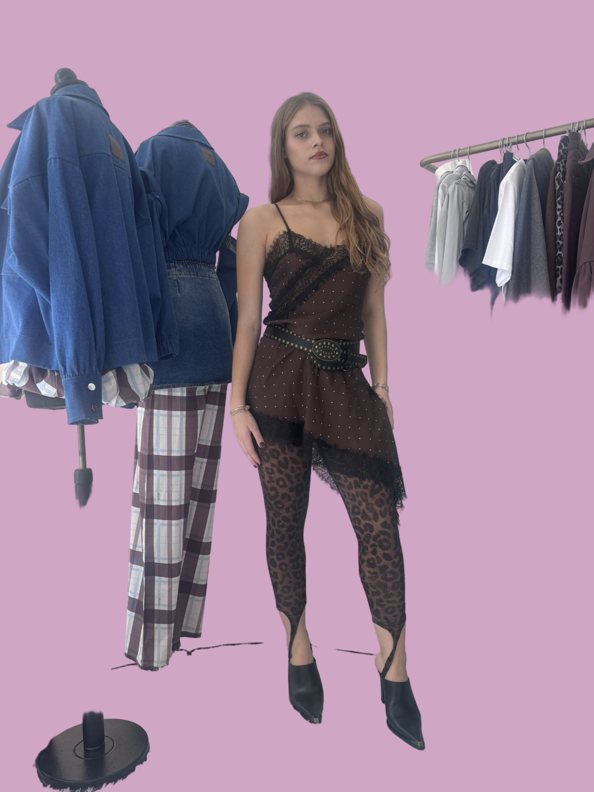 Brown satin asymmetric dress