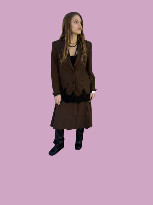 Brown blazer with lace detail