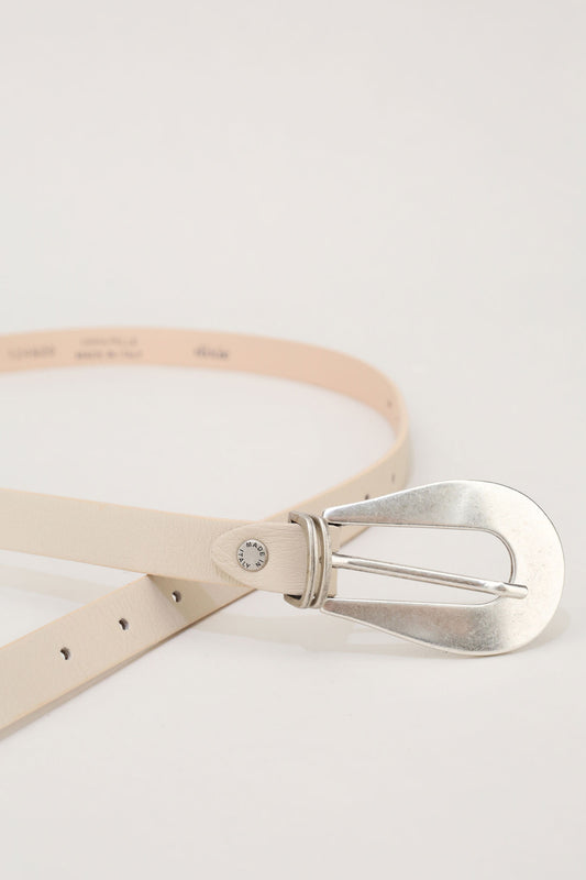 Dixie slim solid colour belt with oval buckle