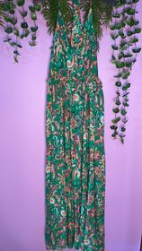 Dress Long printed with a halter back neckline Baroc Boutique SMALL / GREEN / 100% VISCOSE
