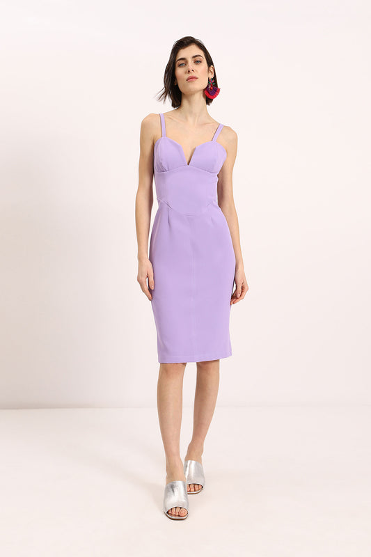Dress Solid-colour midi dress with sweetheart neckline Baroc Boutique