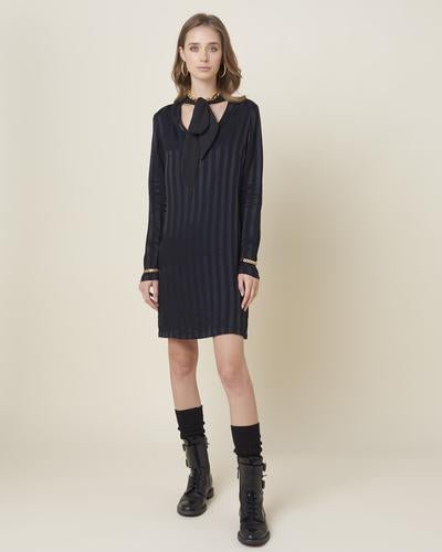 Viscose longsleeve midi black Dress