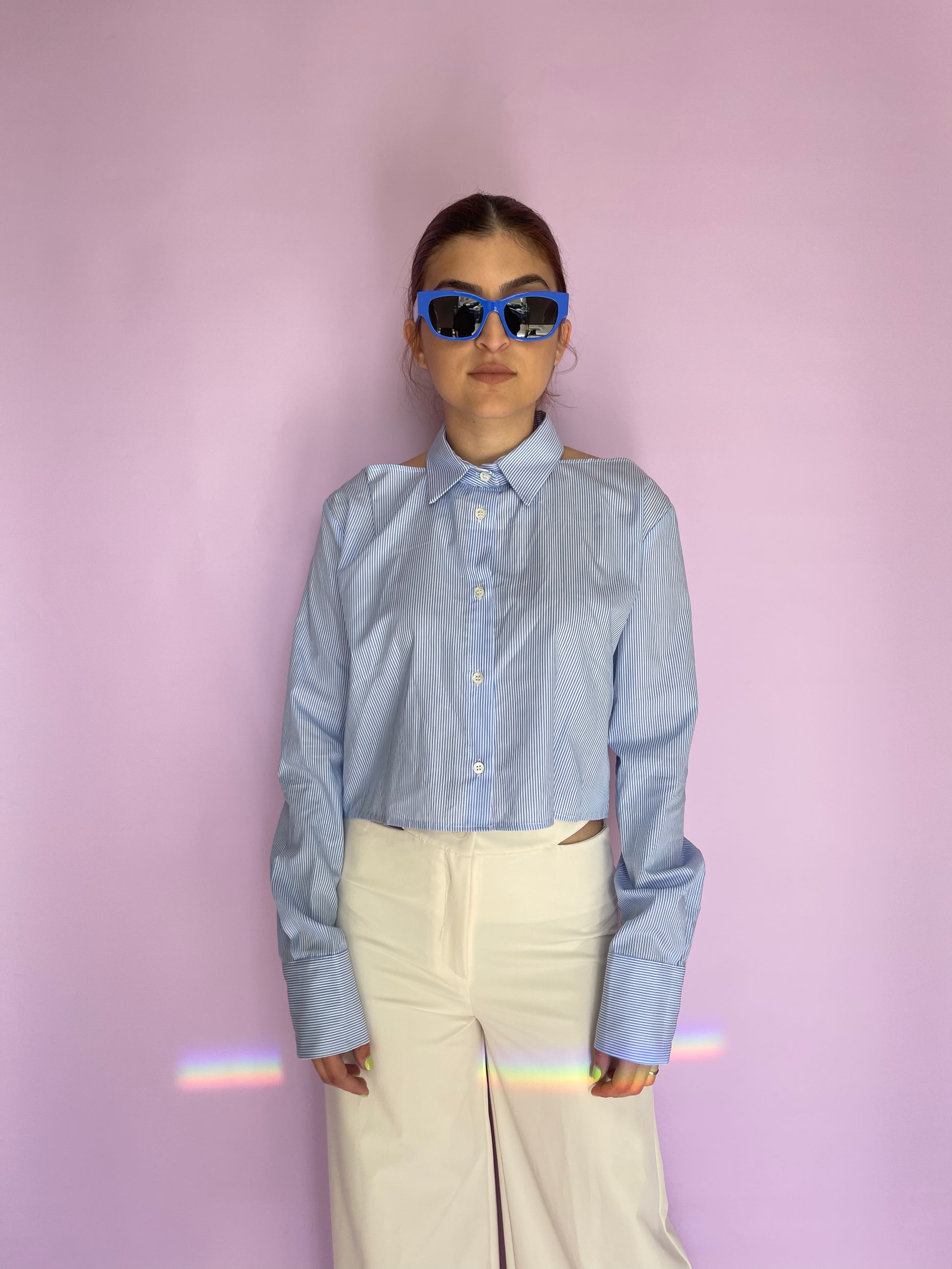 Shirt Vicolo striped cut out shirt Baroc Boutique