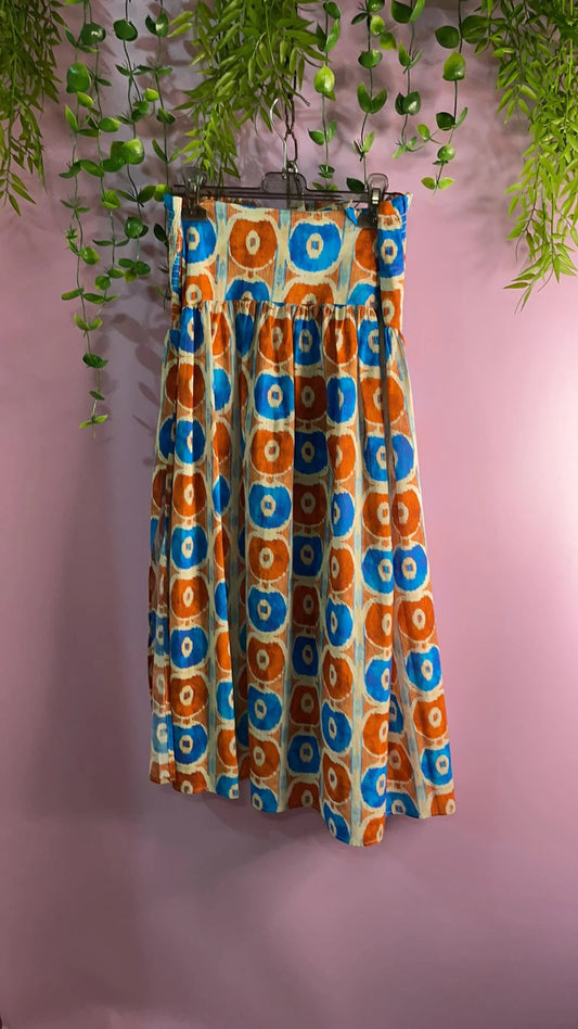 Skirts Vicolo Skirt with side slit Baroc Boutique MEDIUM / ORANGE-BLUE / 100% COTTON