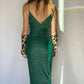 Stelios Koudounaris eco leather corsetry midi Dress Baroc Boutique SMALL / GREEN