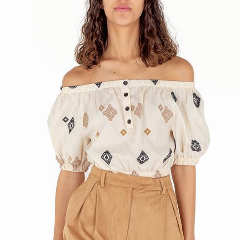 Top Silvian Heach Off shoulder crop Top Baroc Boutique