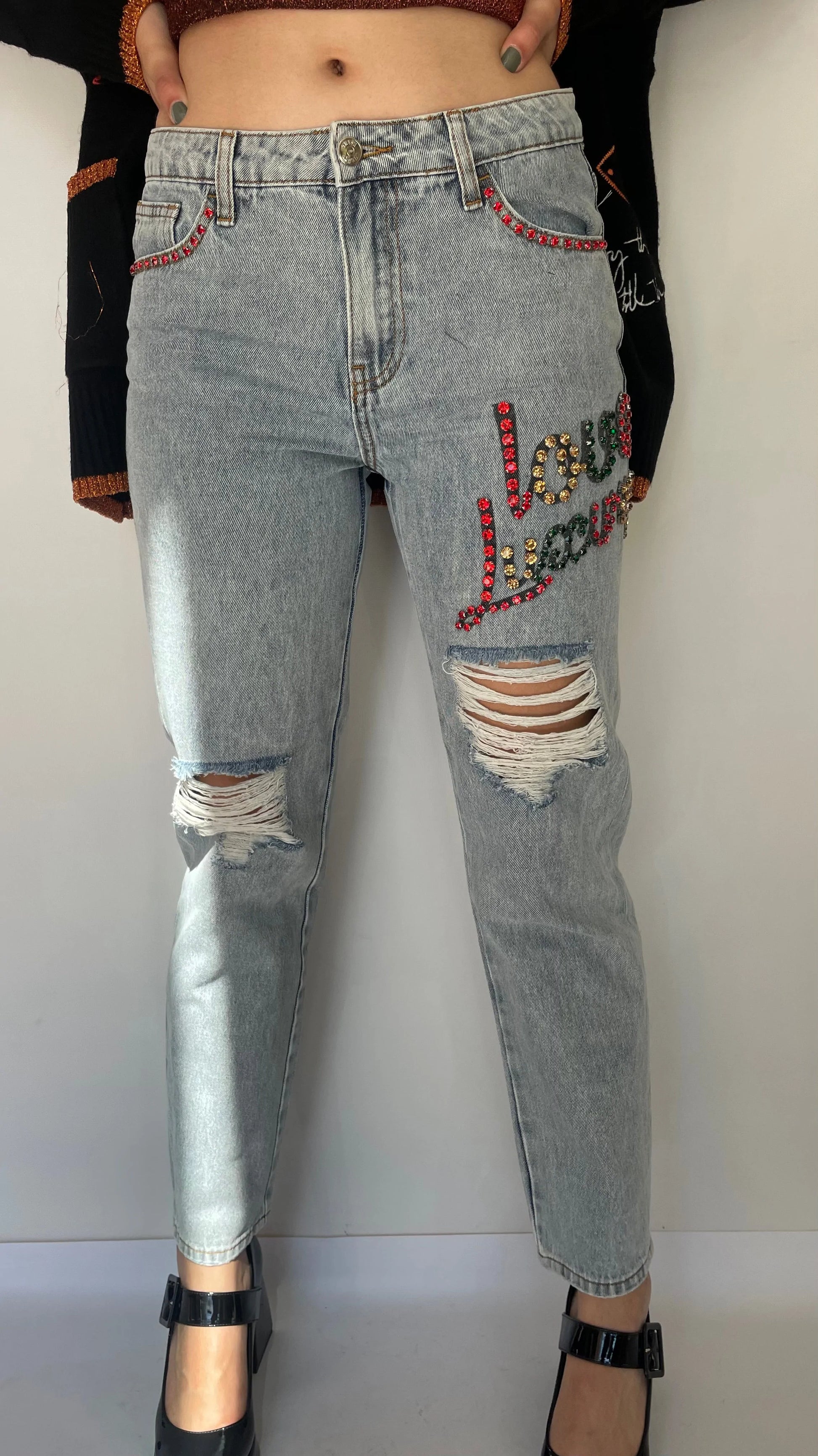 Trash and luxury Embellished boyfriend Trouser Baroc Boutique