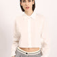 Solid-colour cropped shirt with openwork insert